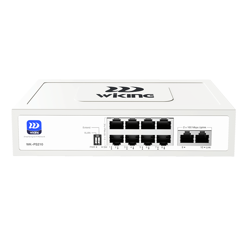 Wi-Tek WK-PS210 V2 switch PoE me 8 porte PoE dhe 2 uplink