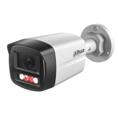 Kamerë Dahua DH-IPC-HFW1239TL1-A-IL 2MP Dual Light me IR dhe Warm Light 30m, IP67, ngjyra natën.