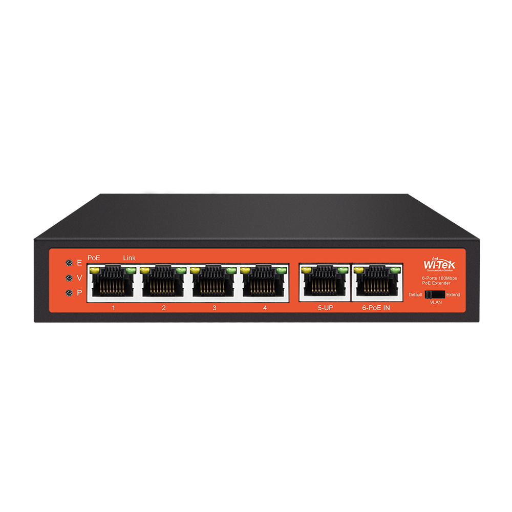Wi-Tek WI-PE51E PoE extender me 4 dalje PoE dhe 1 uplink