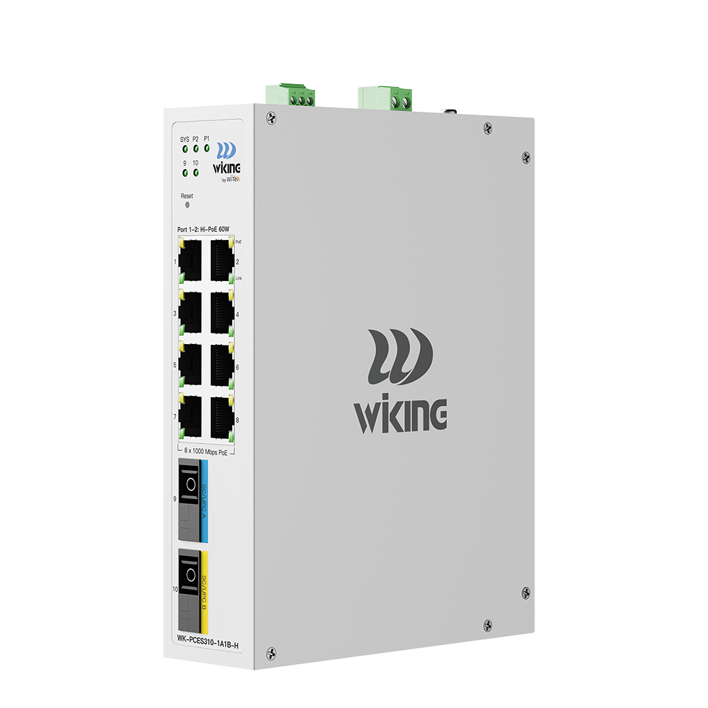 Wi-Tek WK-PCES310-1A1B-H – Switch Cloud Hardened PoE+/Hi-PoE 8 Porte Gigabit + 2 Porte Fiber SC 1.25G