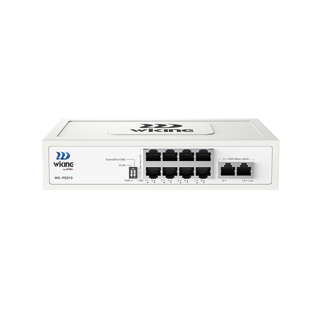 Wi-Tek WK-PS310 V2 switch PoE Gigabit me 8 porte PoE dhe 2 uplink